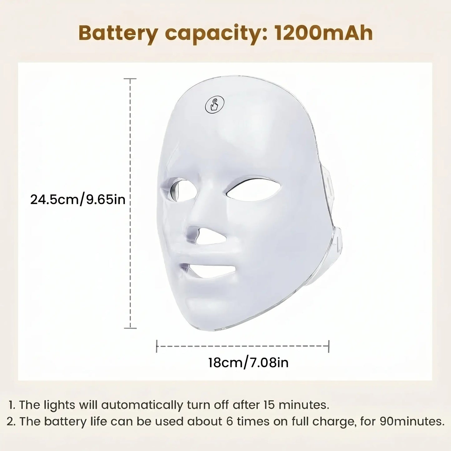 SHMHE Red Light Therapy, 7 Color LED Light Face Mask, Photon Skin Rejuvenation For Daily Care, Cordless, Rechargeable, Ideal Gift For Women, Summer Gift Skincare Facial
