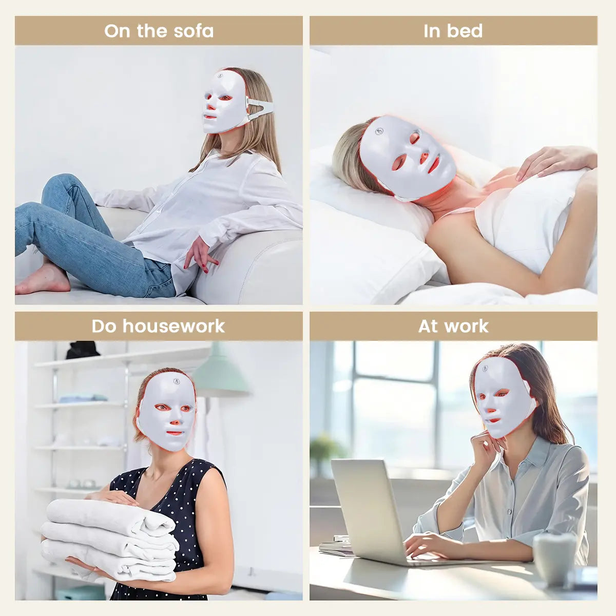 SHMHE Red Light Therapy, 7 Color LED Light Face Mask, Photon Skin Rejuvenation For Daily Care, Cordless, Rechargeable, Ideal Gift For Women, Summer Gift Skincare Facial